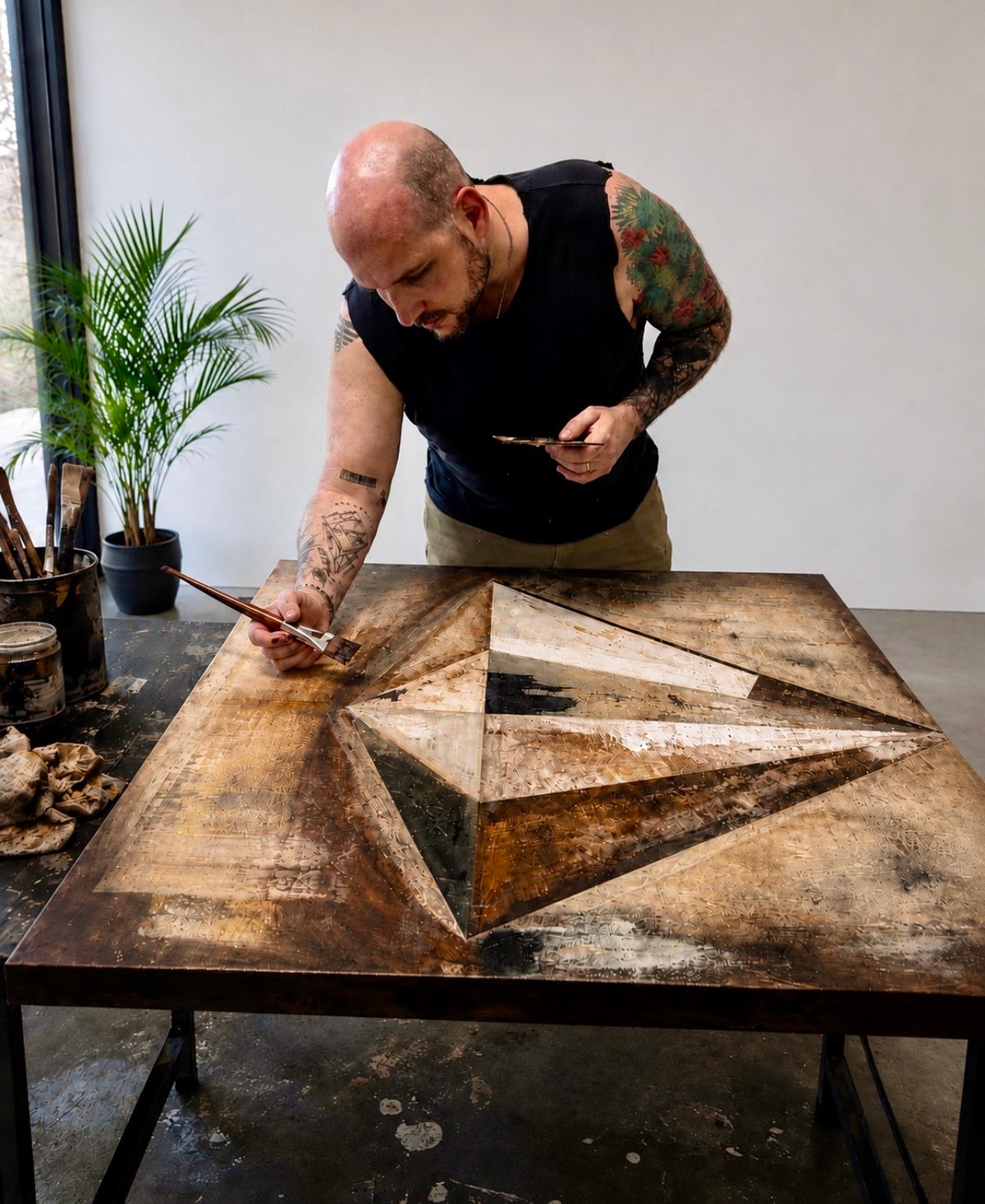 Daniel Pulver working in his studio